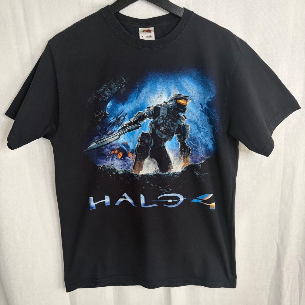 Halo 4 Video Game Graphic T-Shirt Mens Medium Black Fruit of the Loom Cotton